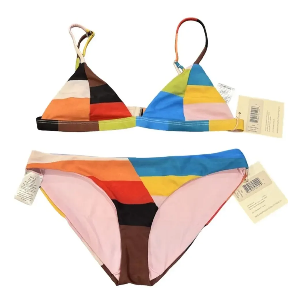 Mara Hoffman Astrid Color-Block Triangle Bikini SIze S & M